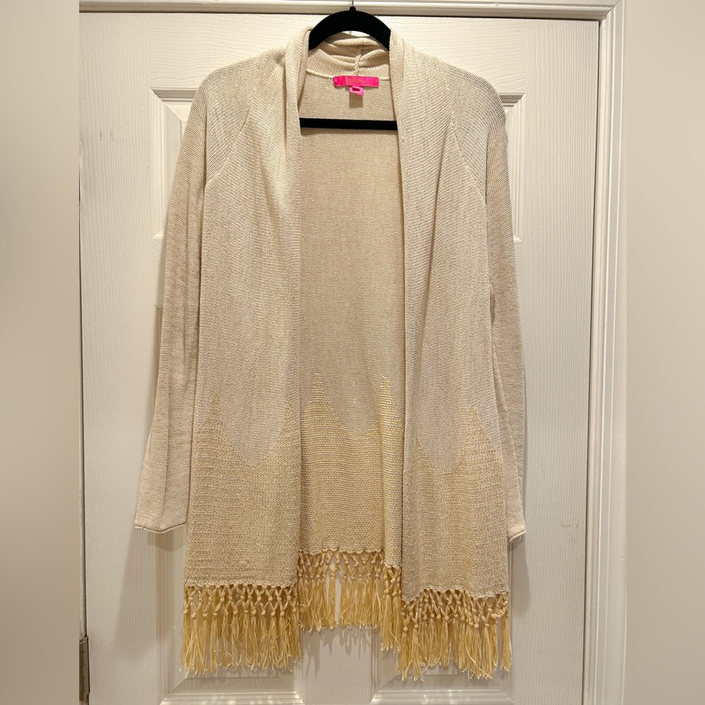 Lilly Pulitzer Shimmer Gold Tatum Cardigan - Small
